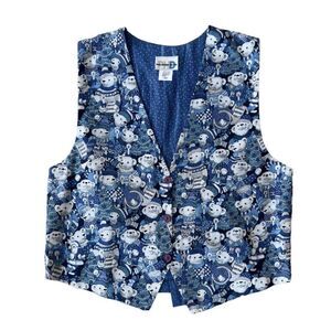Paul Harris Design Vintage 90s Caroling Winter Holiday Bears Vest Women's Large